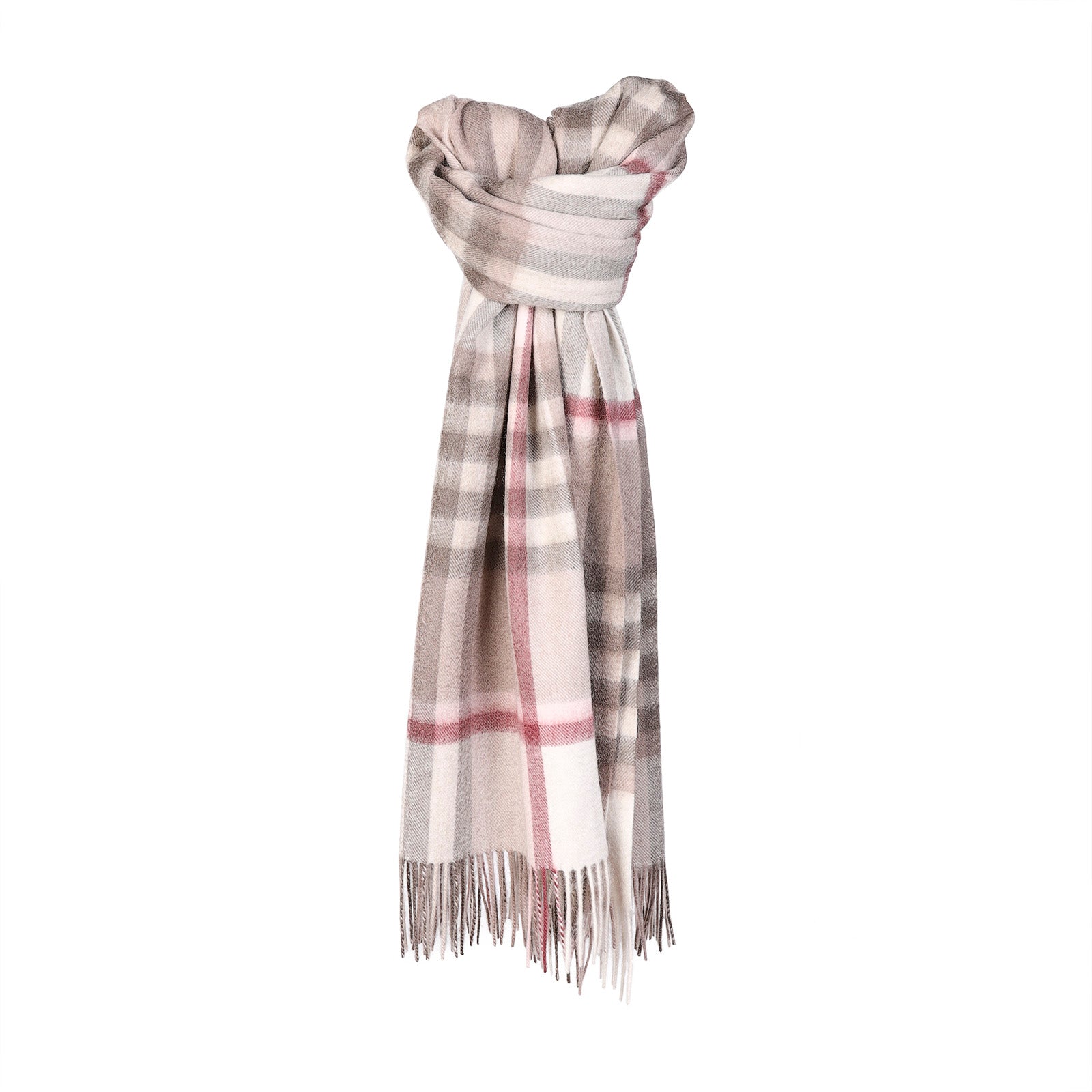 Edinburgh Lambswool Stole Chequer Shrimp (24530)