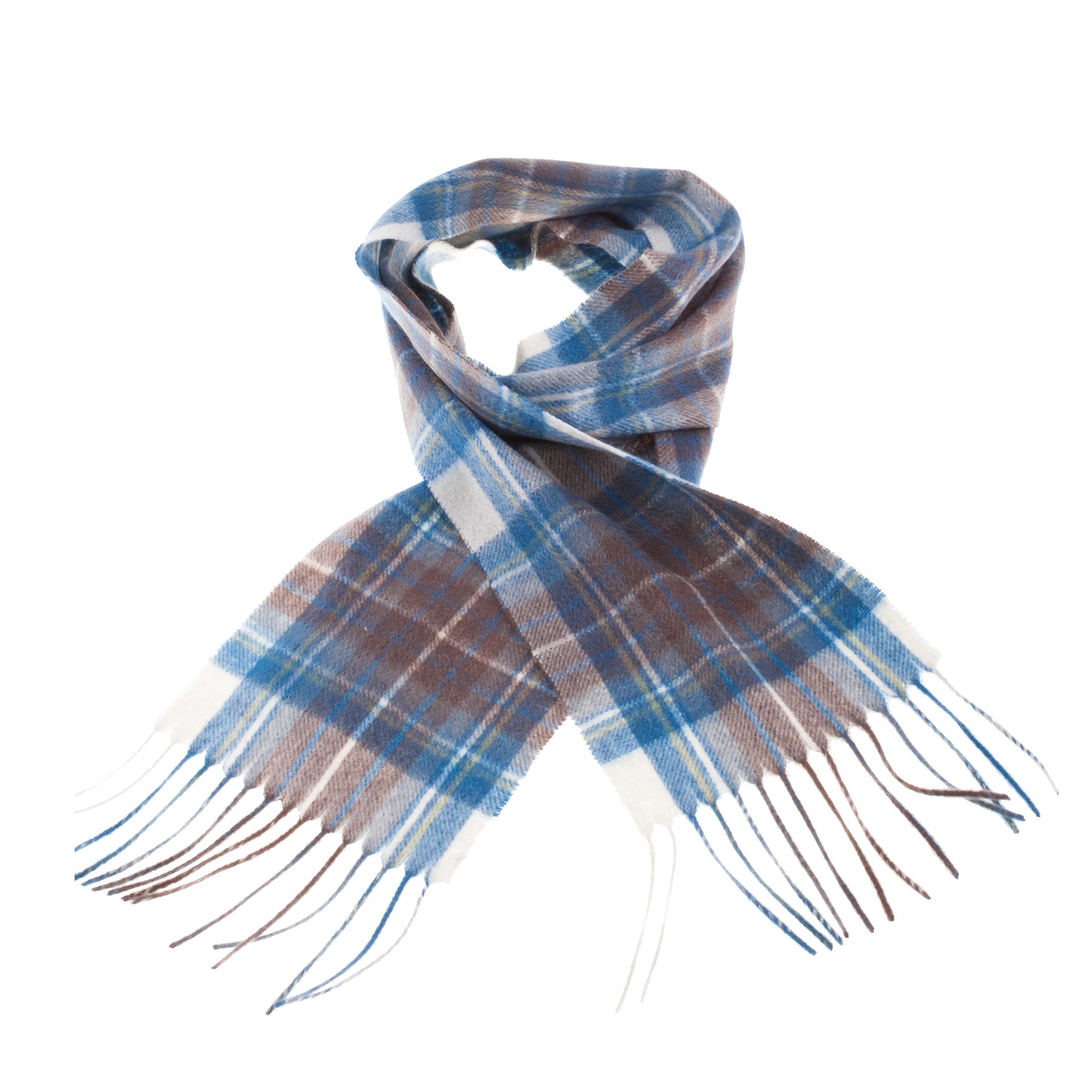 Cashmere Tartan Mini Scarf Stewart Muted Blue