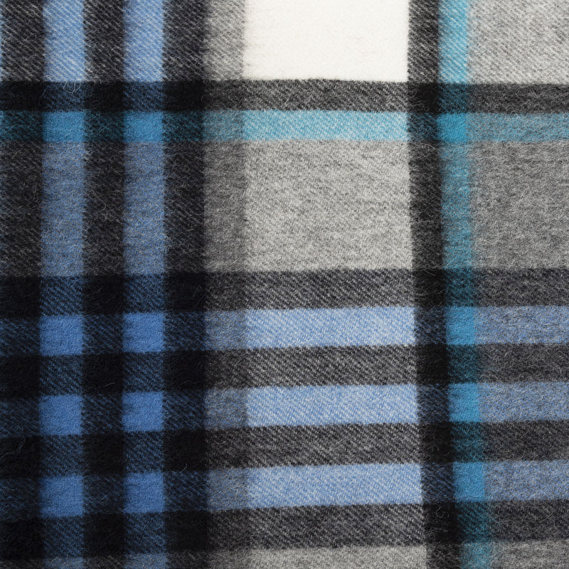 Edinburgh 100% Lambswool Tartan Scarf Chequer Tartan Bright Blue/Grey