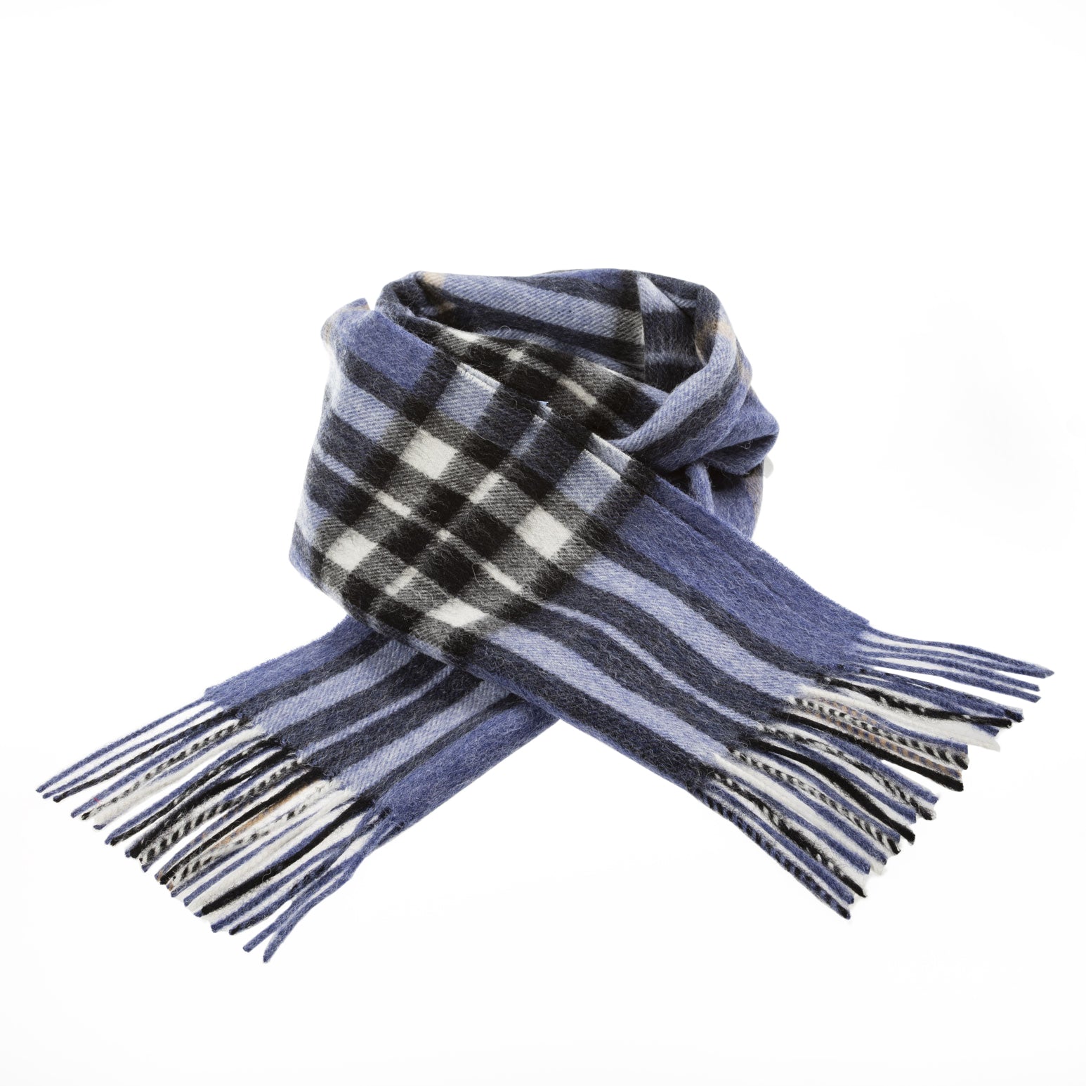 Edinburgh 100% Lambswool Tartan Scarf Enlarged Off Ctr Scotty Thom Denim