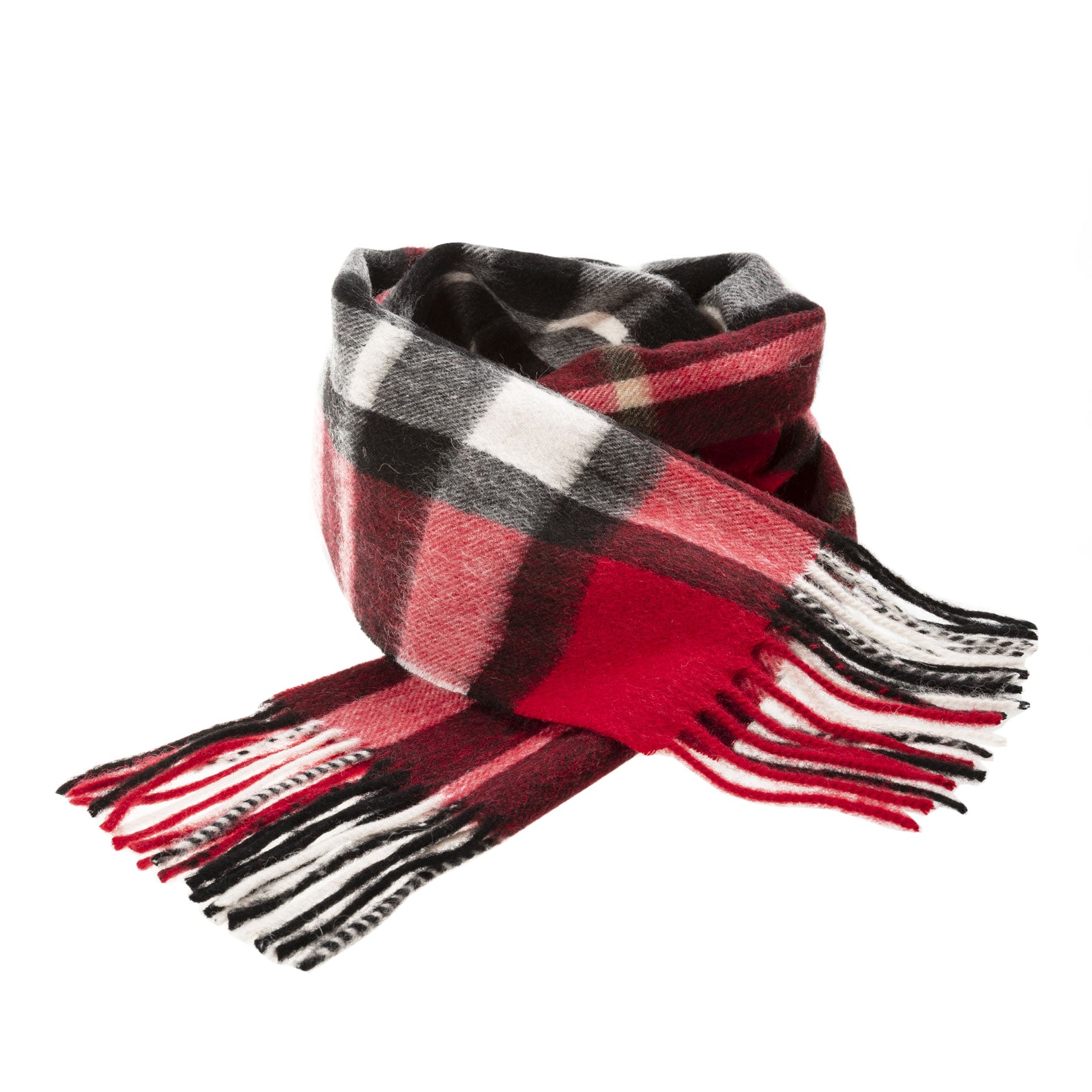 Edinburgh 100% Lambswool Tartan Scarf Exploded Scotty Thomson Red