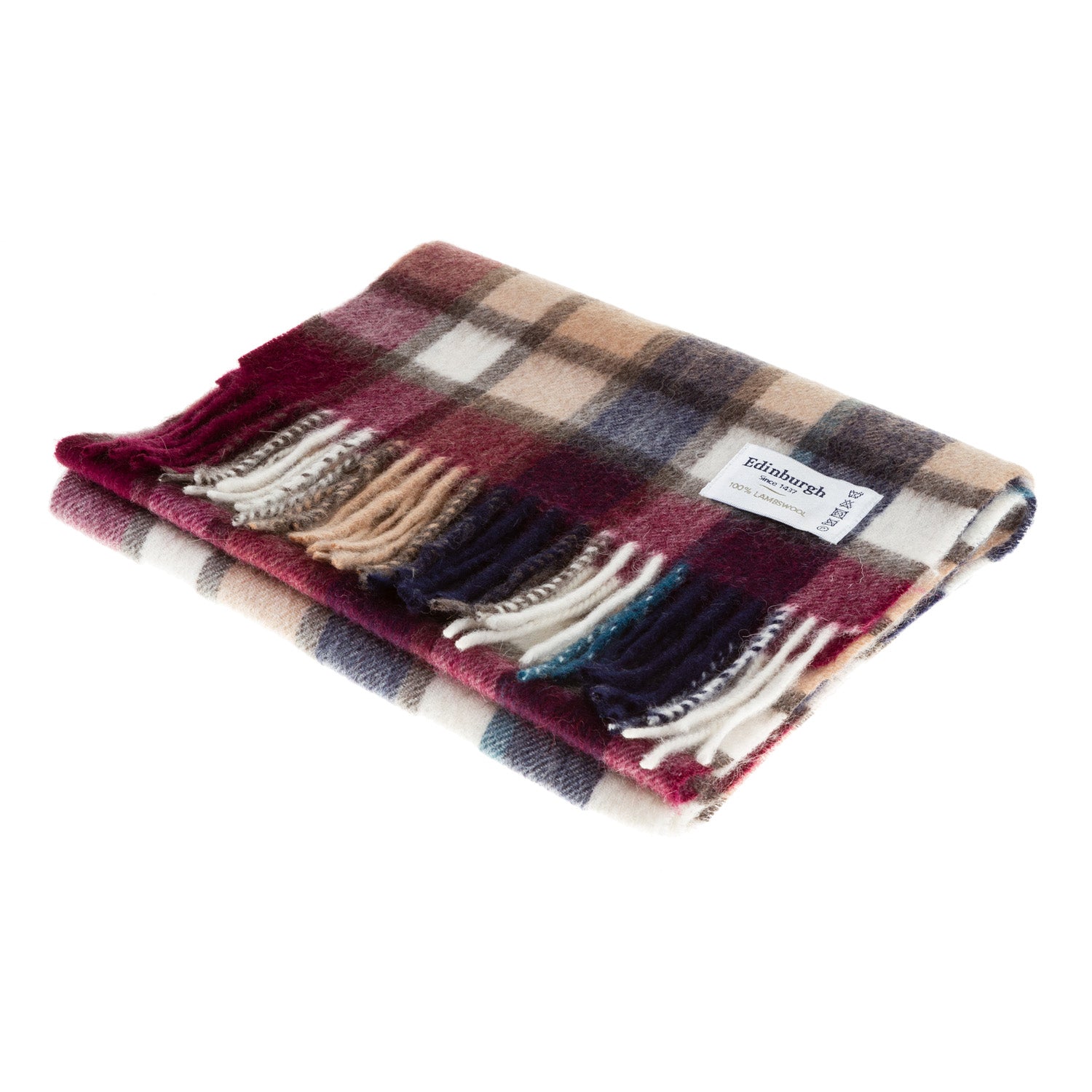 Edinburgh 100% Lambswool Tartan Scarf Artillery Check Navy/Camo