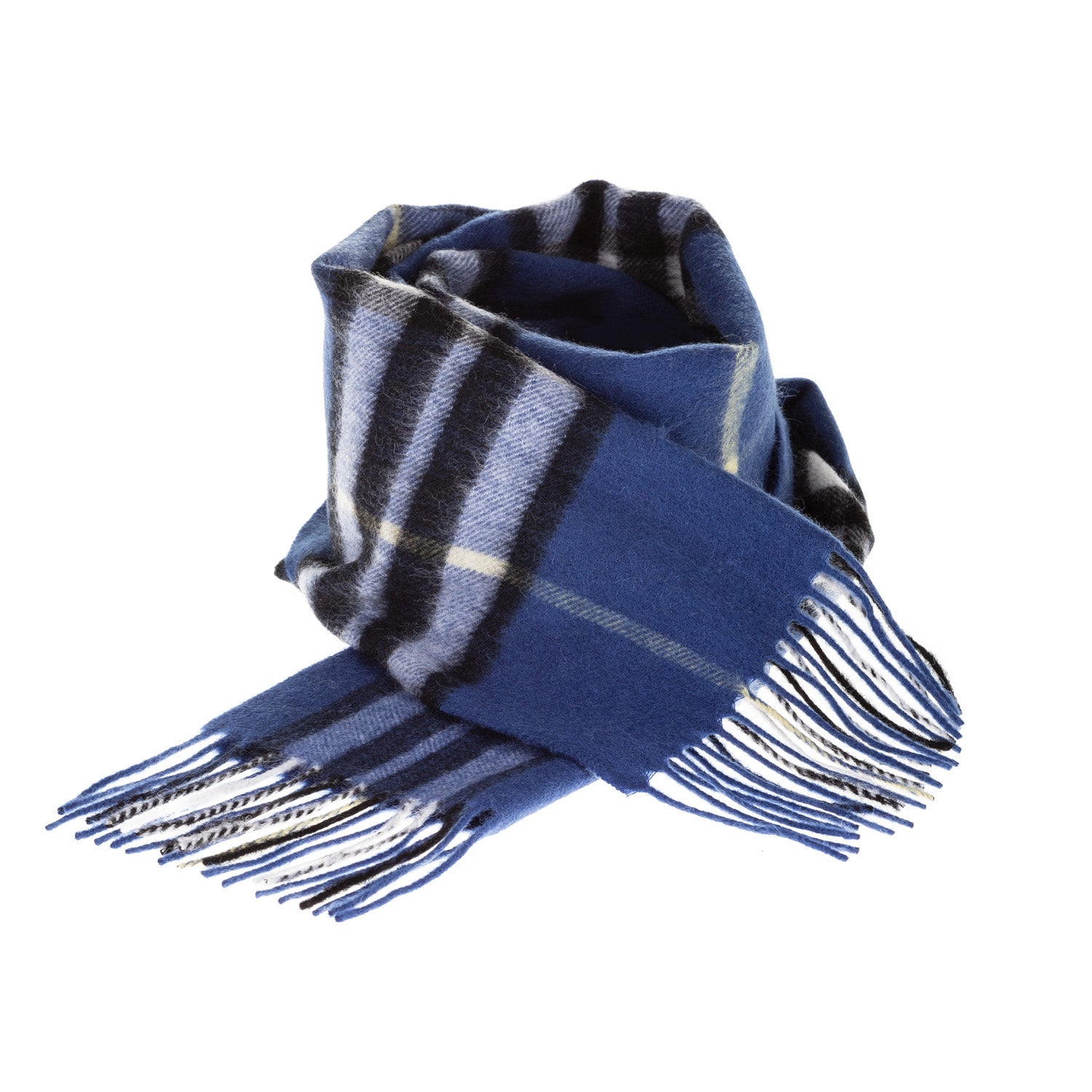 Edinburgh 100% Lambswool Tartan Scarf Enlarged Off Ctr Scotty Thom Ultramarine