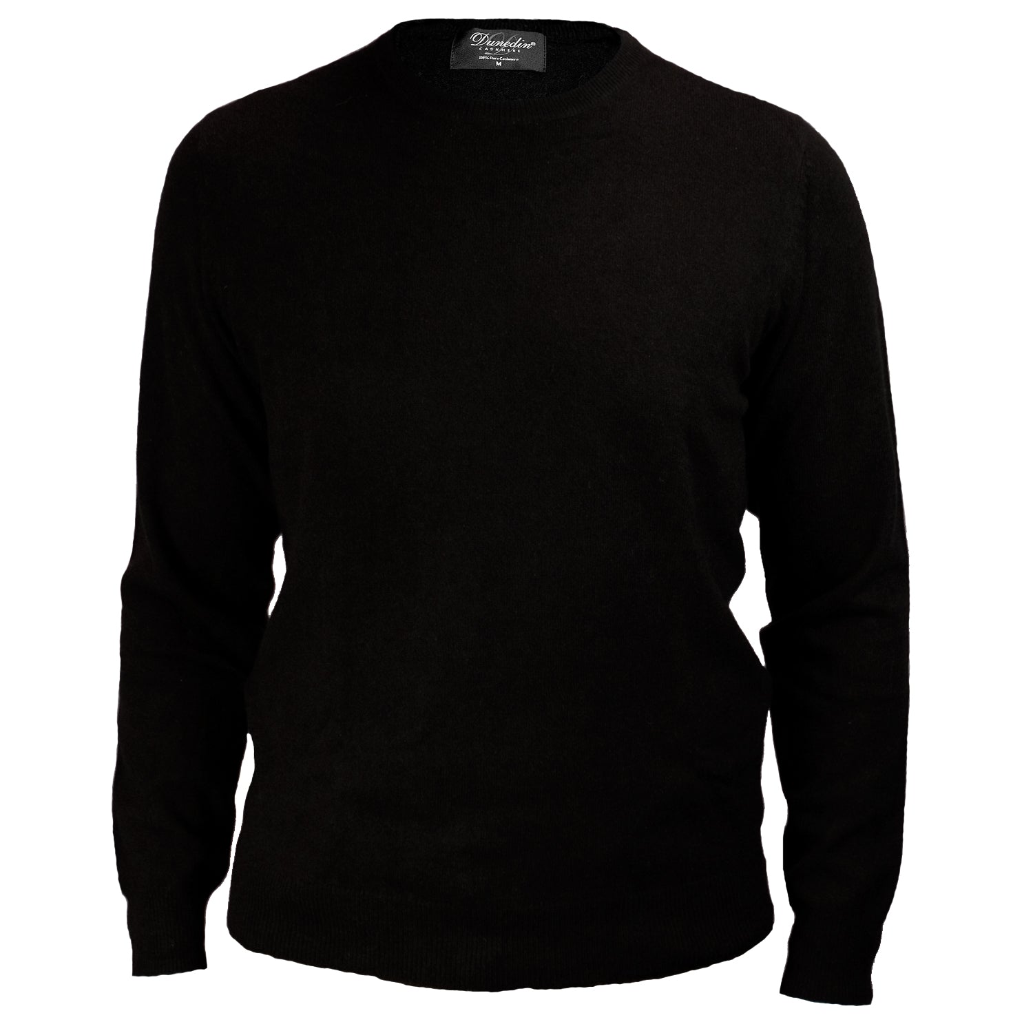 100% Cashmere Gents Crew-Neck Plain Jumper Black