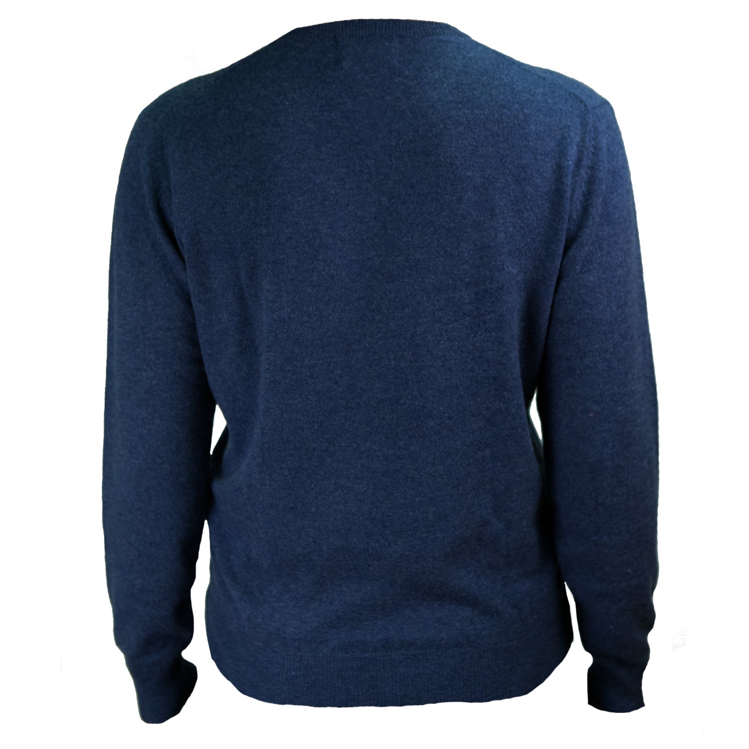 100% Cashmere V-Neck Plain Men's Jumper Denim