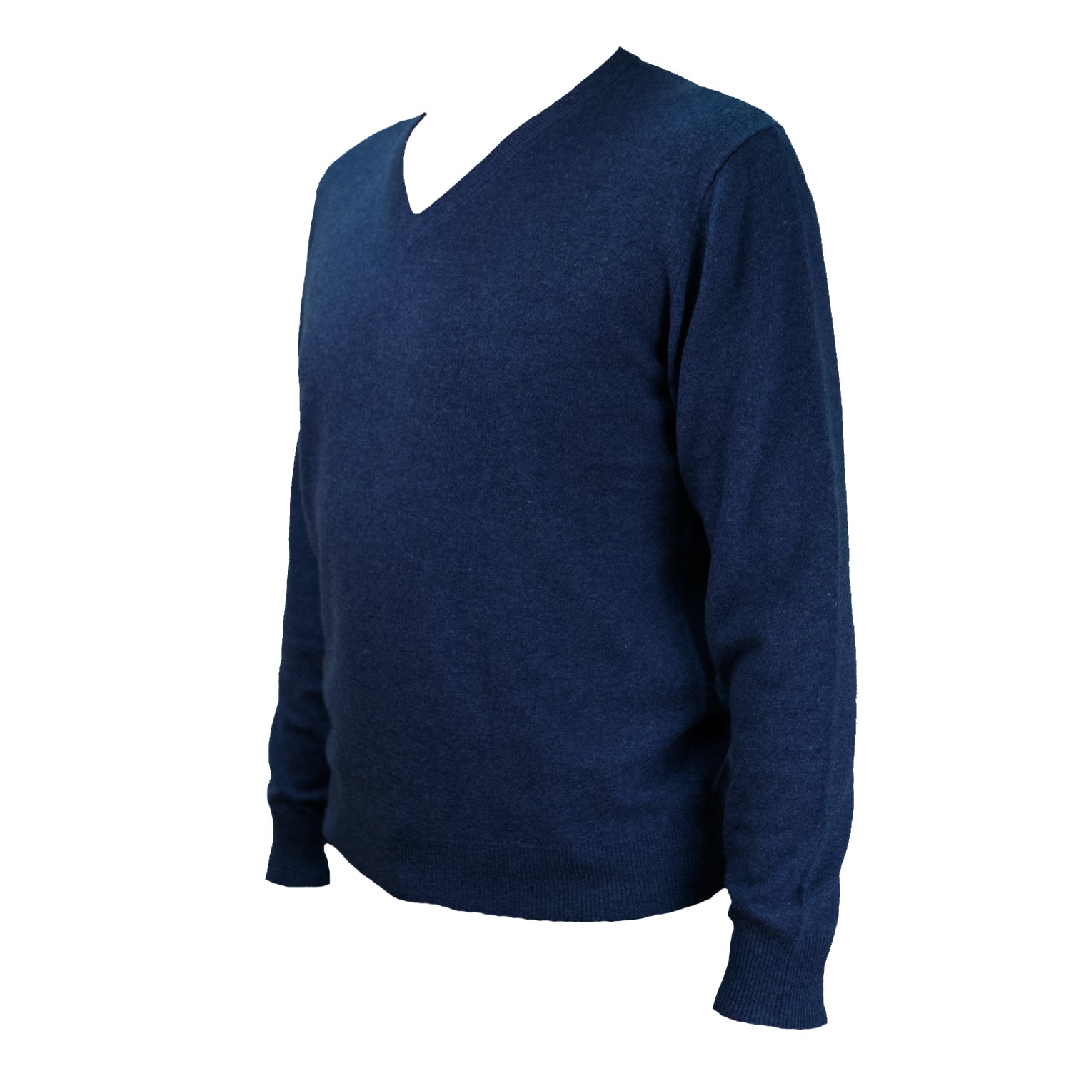 100% Cashmere V-Neck Plain Men's Jumper Denim