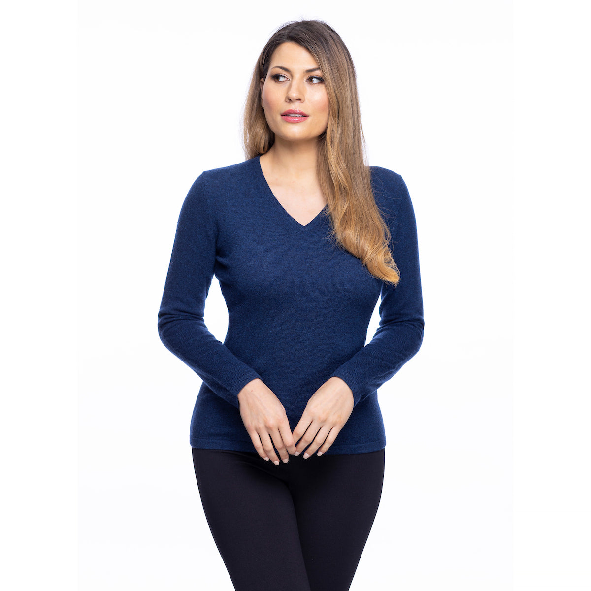 100% Cashmere Women's Fashion V-Neck Jumper Astral