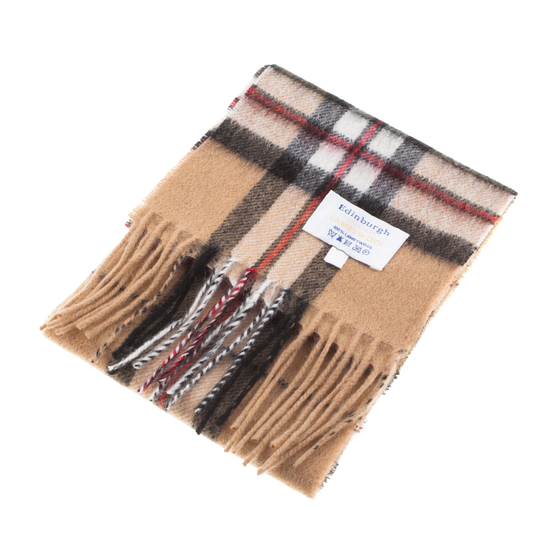 Lambswool Tartan Mini Scarf Thomson Camel
