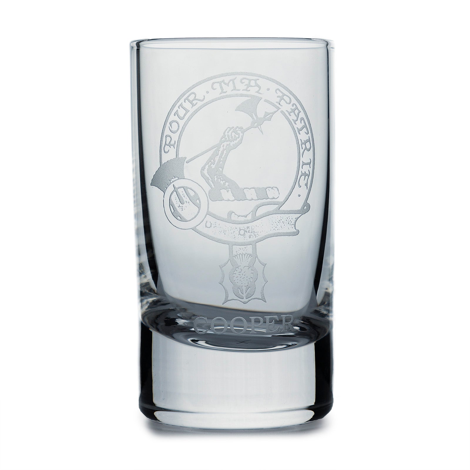 Collins Crystal Clan Shot Glass Cooper