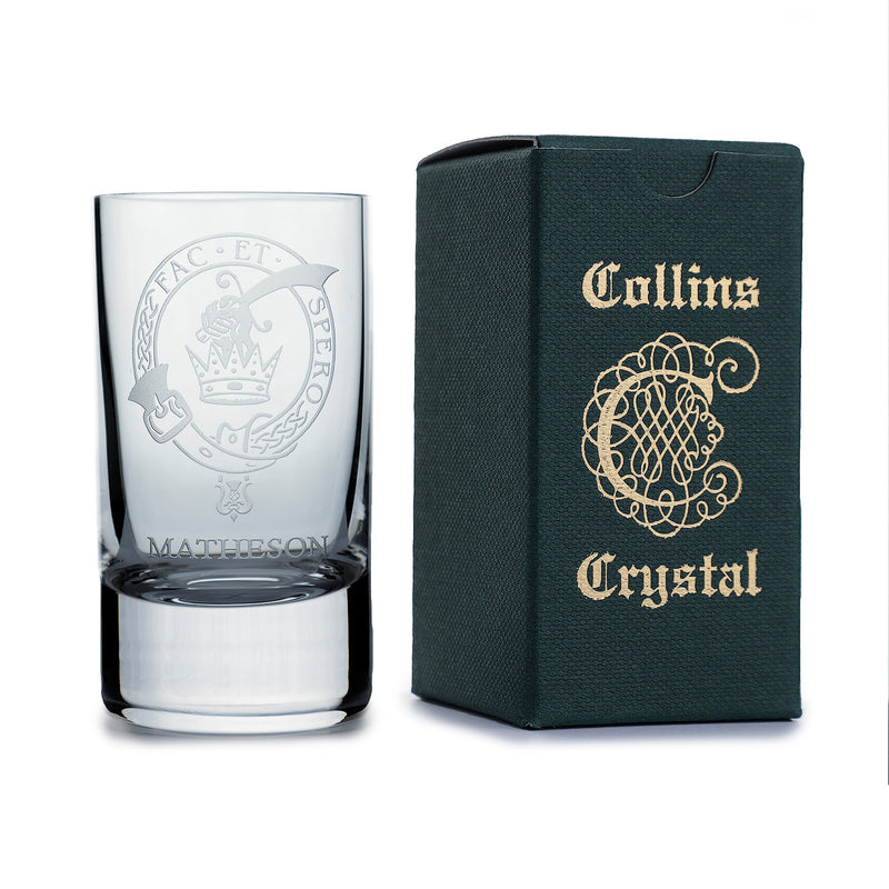 Collins Crystal Clan Shot Glass Matheson
