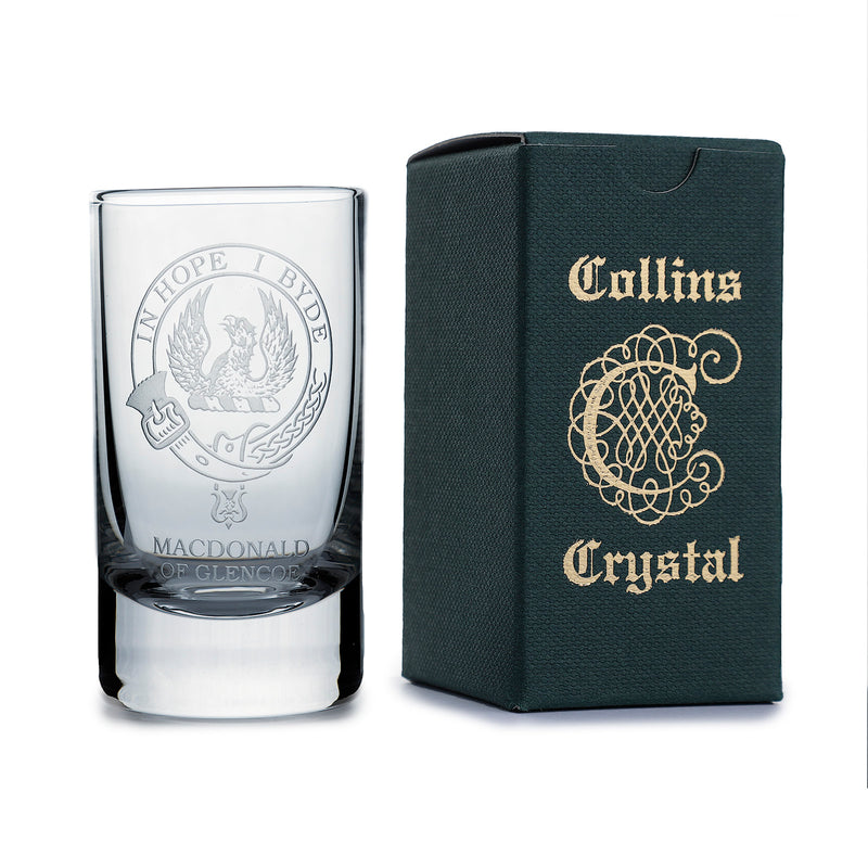 Collins Crystal Clan Shot Glass M.D Glencoe