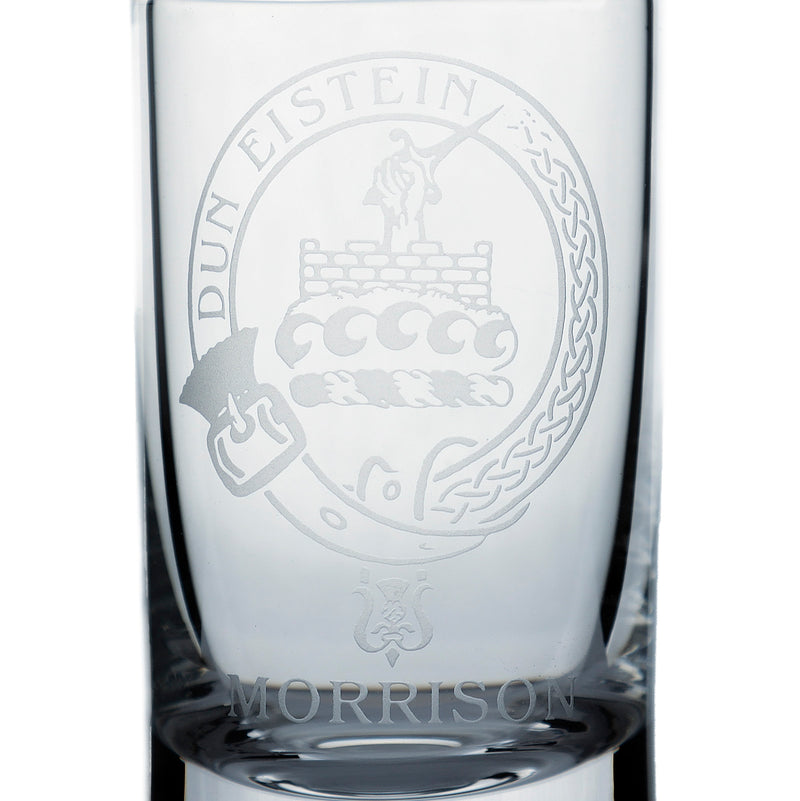 Collins Crystal Clan Shot Glass Morrison Tartan Weaving Mill
