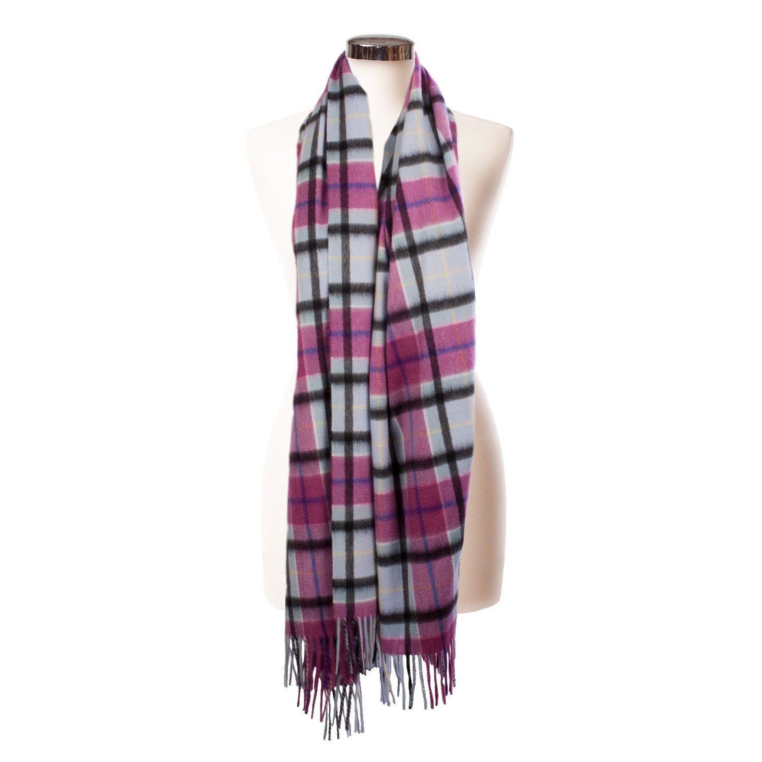 Cashmere Tartan Multicolour Stole Light Blue Check
