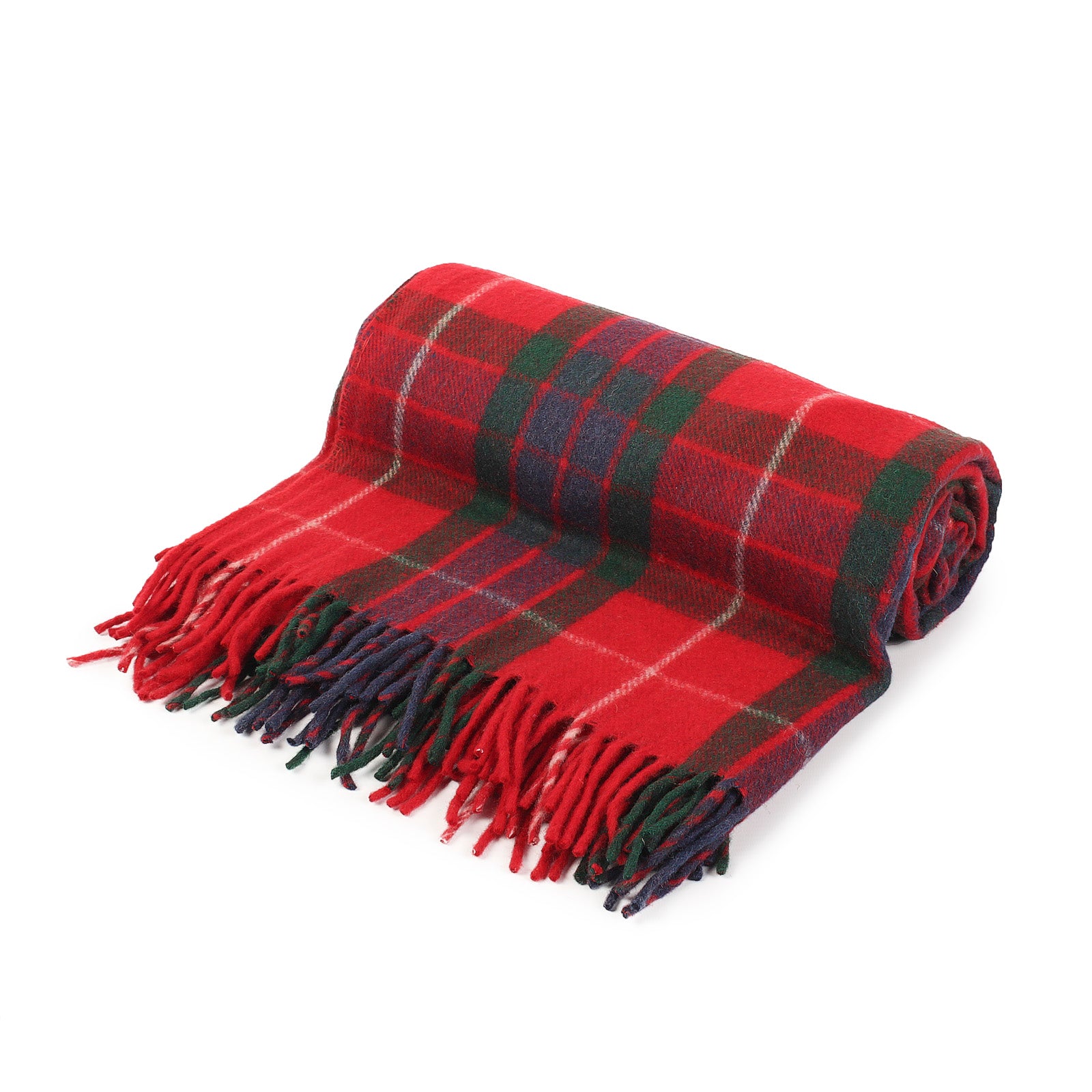 Highland Wool Blend Tartan Blanket / Throw Extra Warm Fraser Red