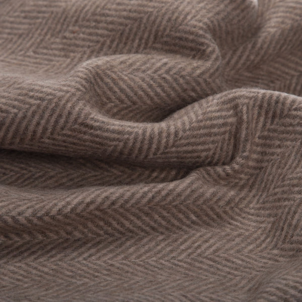 Highland Wool Blend Herringbone Blanket Chestnut Brown