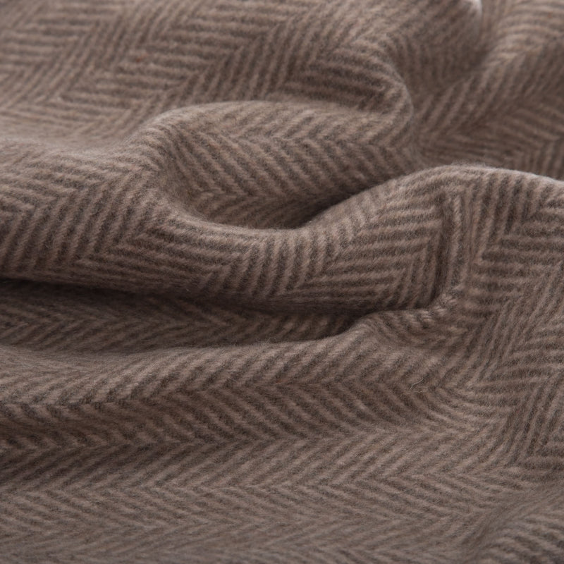Highland Wool Blend Herringbone Blanket Chestnut Brown