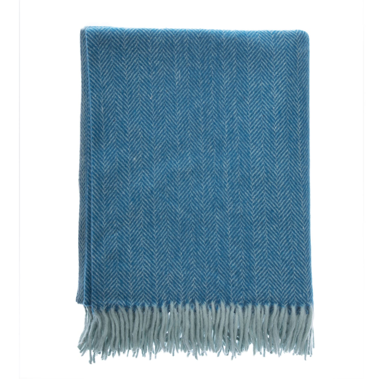 Highland Wool Blend Herringbone Blanket Turquoise