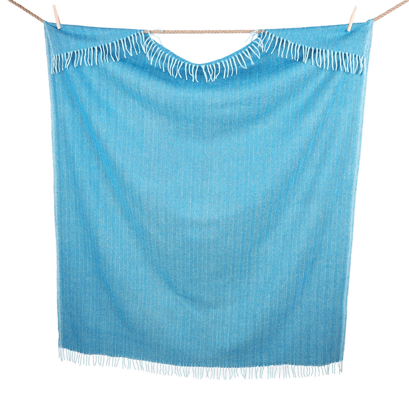Highland Wool Blend Herringbone Blanket Turquoise