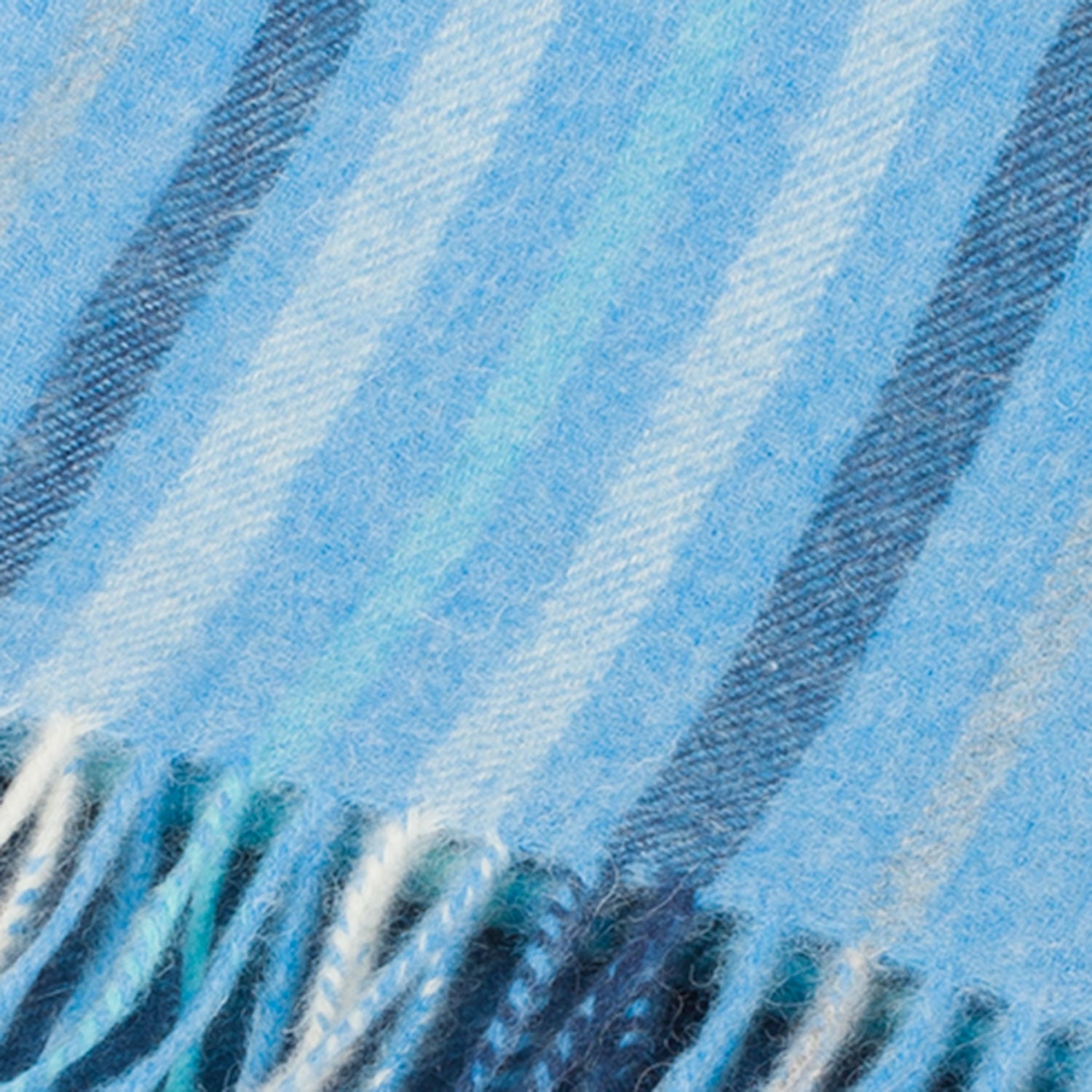 Edinburgh 100% Lambswool Tartan Scarf Barcode Check - Aqua Blue