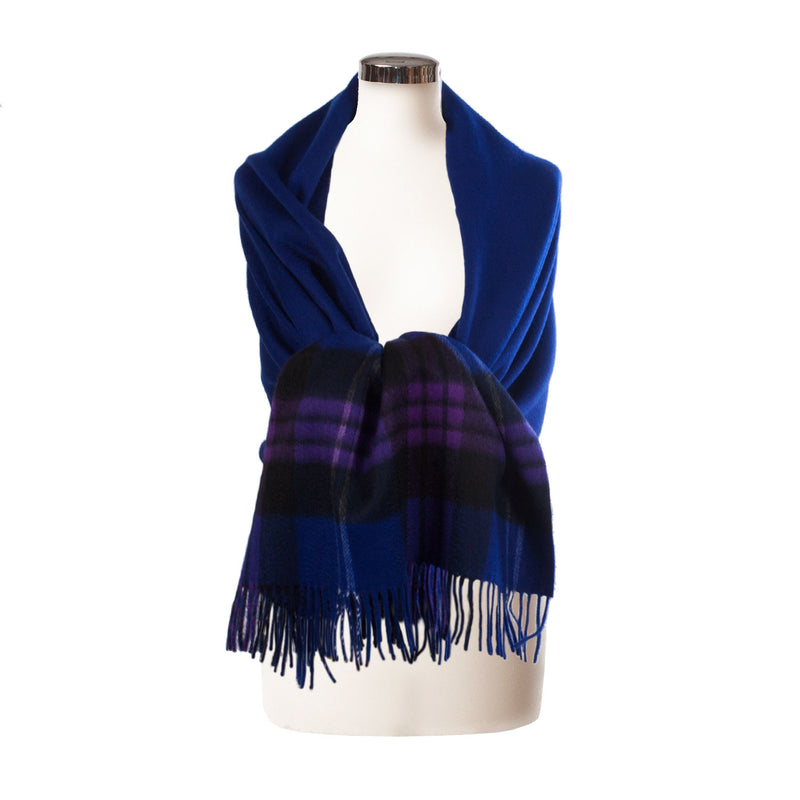 Pure Cashmere Reversible Big Check Stole Heritage Of Scotland/Dark Blue
