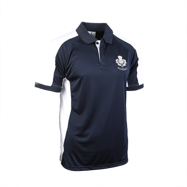 Gents Cool Thistle Scotland Polo Shirt Navy