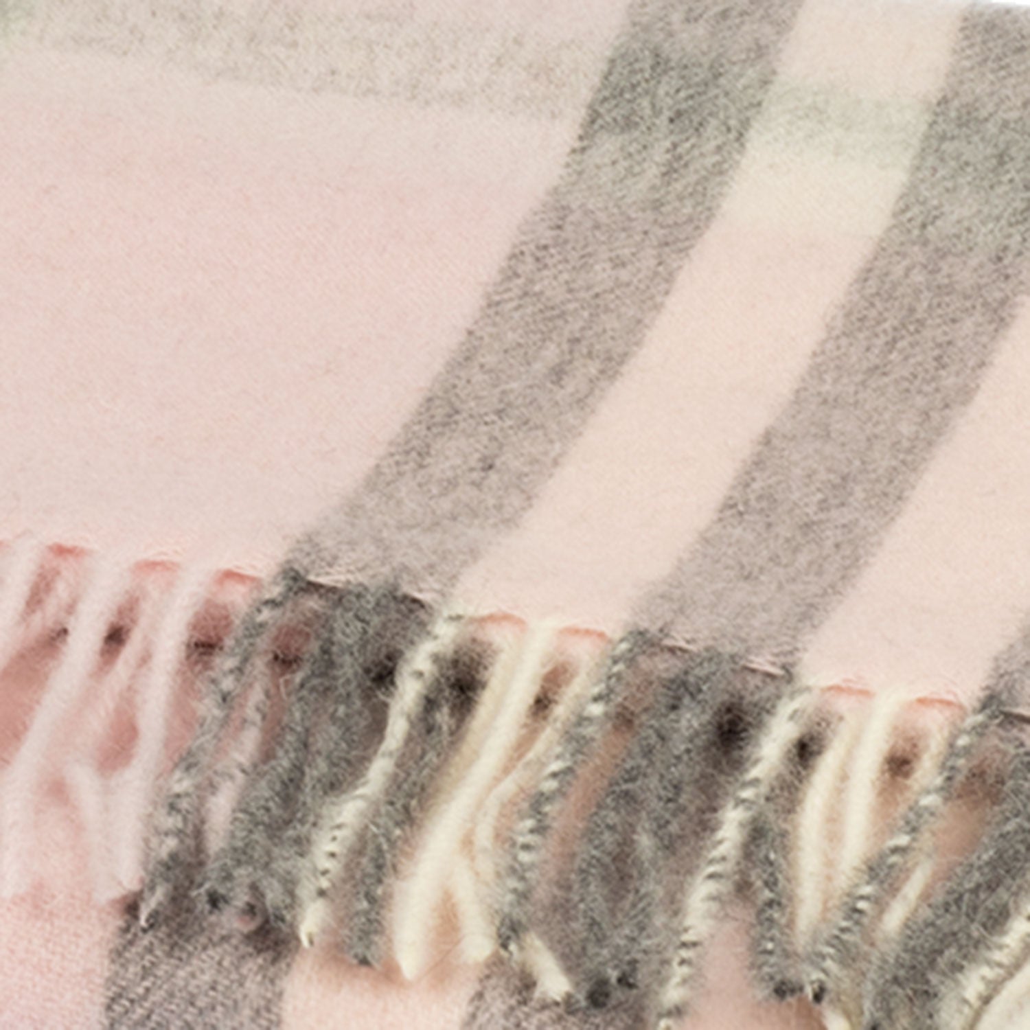 Cashmere Blend Tartan Scarf Chalk