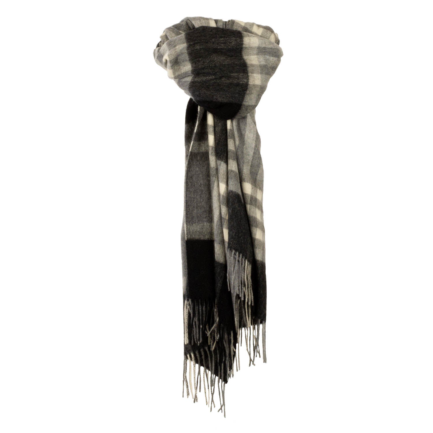 Chequer Tartan 90/10 Cashmere Stole Black