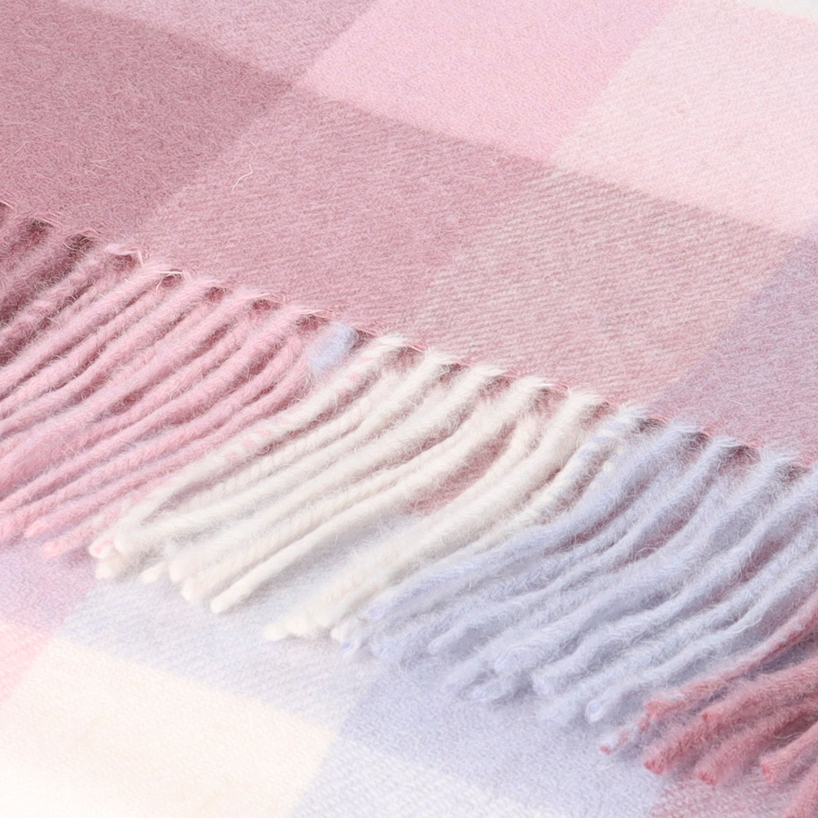 Hos 100% Lambswool Wide Scarf Galaxy Check Lt Pink