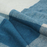 Block Check Herringbone Blanket Natural Teal