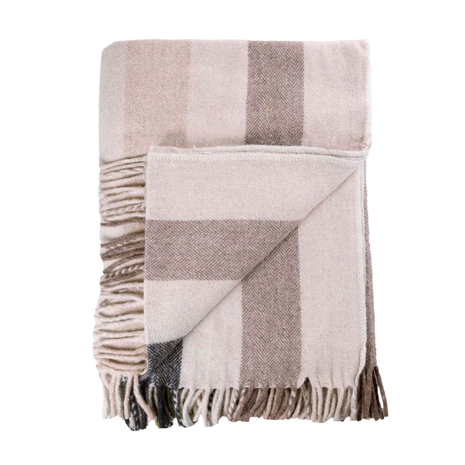 Stripe Herringbone Blanket Natural Green