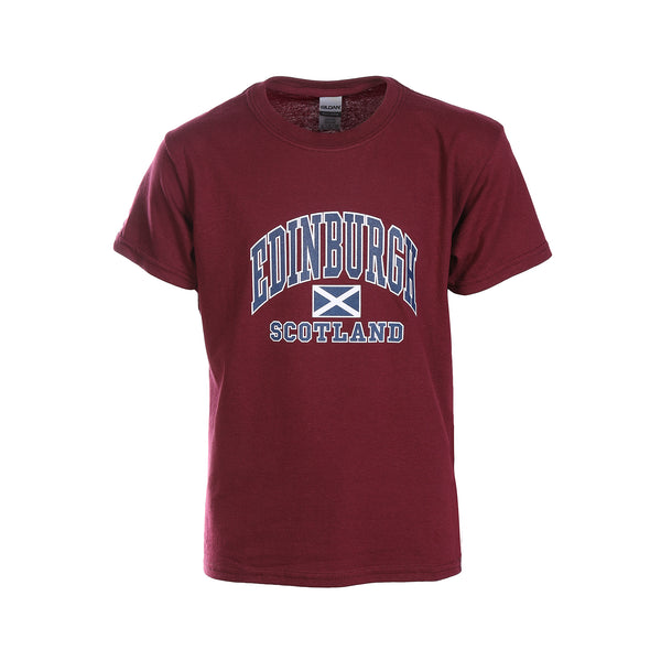 Kids Edinburgh Harvard Print T/Shirt Maroon