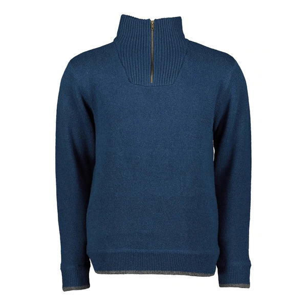 Mens Knitted Half Zip Pullover Lagoon Blue