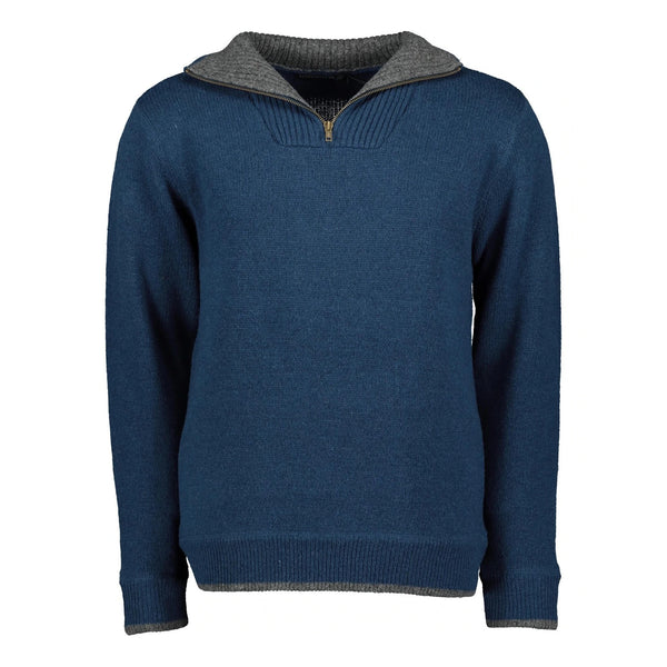 Mens Knitted Half Zip Pullover Lagoon Blue