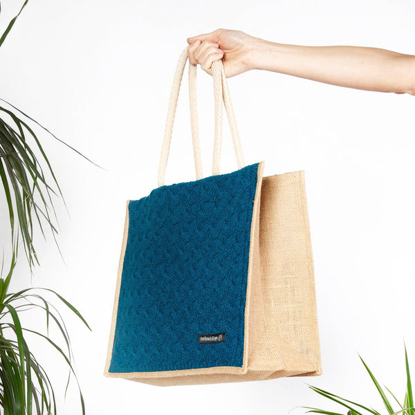 Knitted Wool Cashmere Panel Bag Teal Harbour