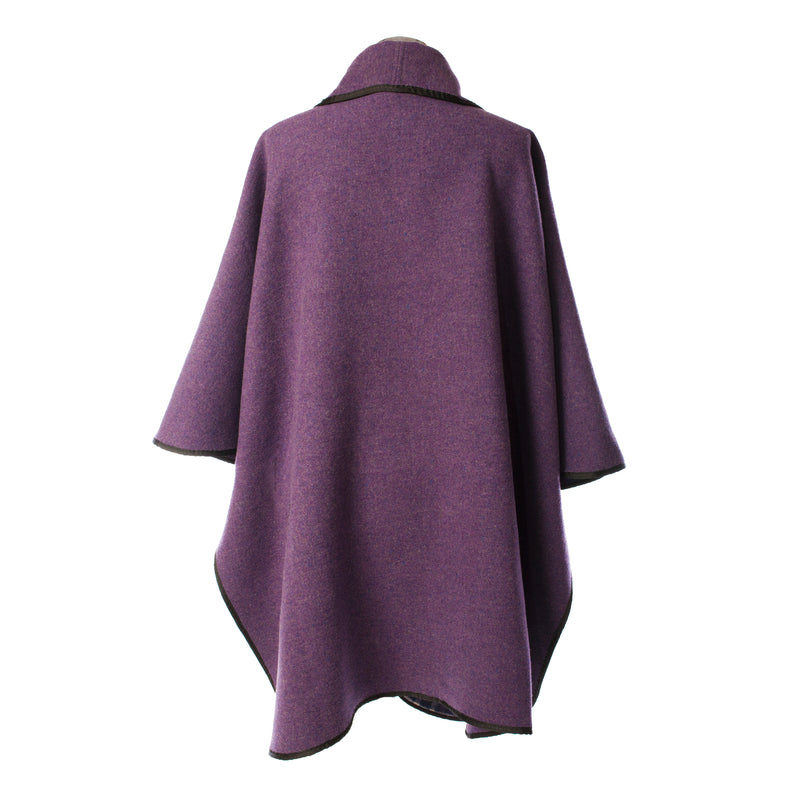 Ladies Wool Blend Reversible Cape Purple