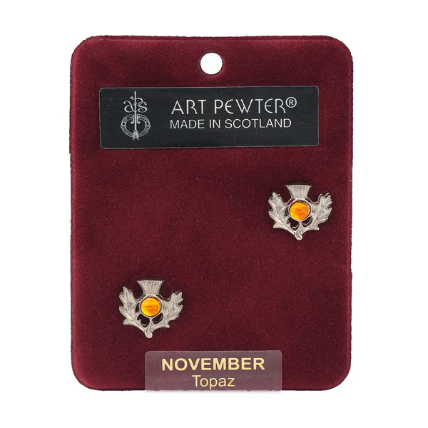 Art Pewter Thistle Earrings November
