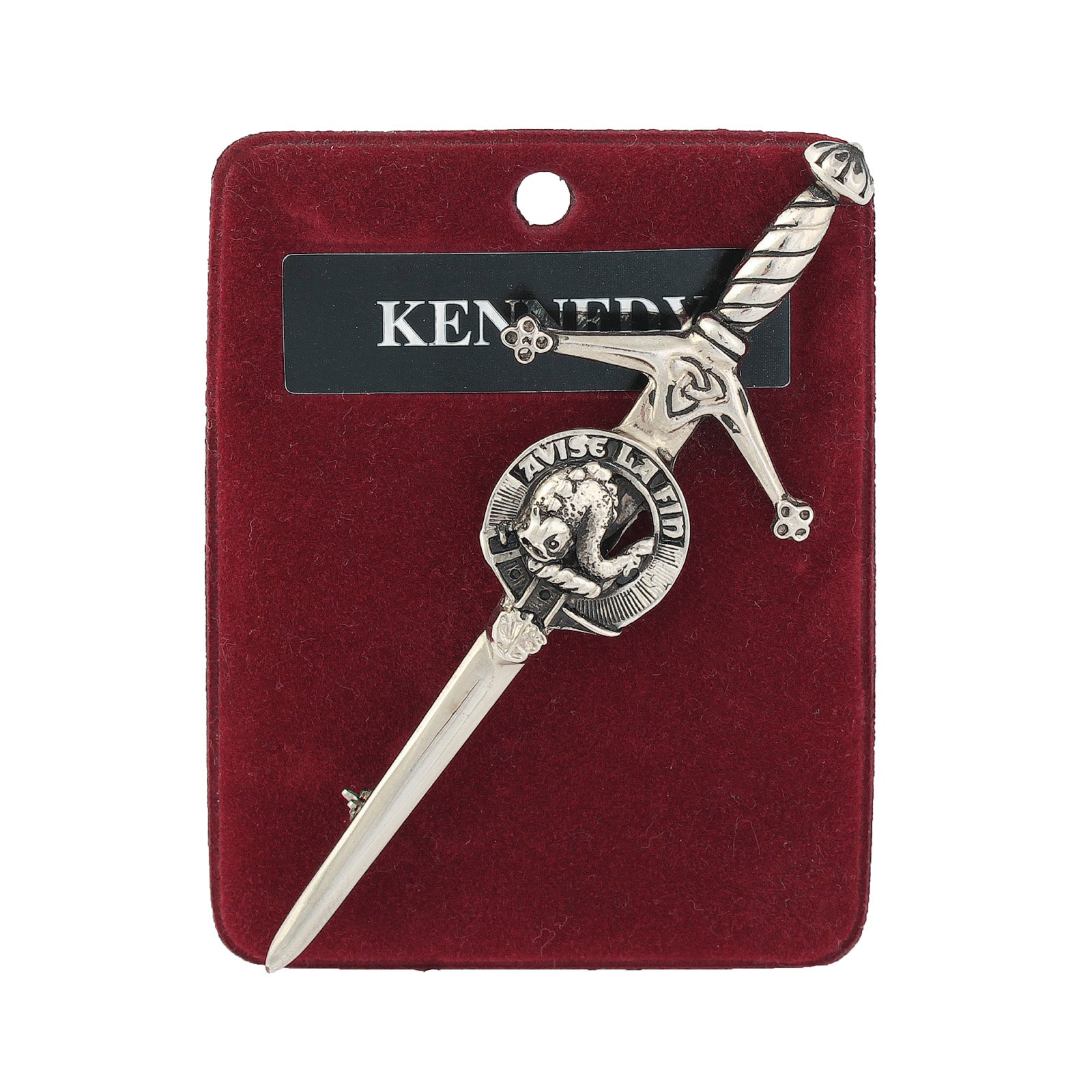 Art Pewter Kilt Pin Kennedy Tartan Weaving Mill