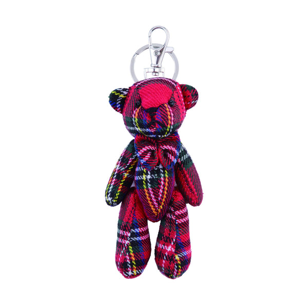 Tartan Teddy Bear Bag Charm Keyring
