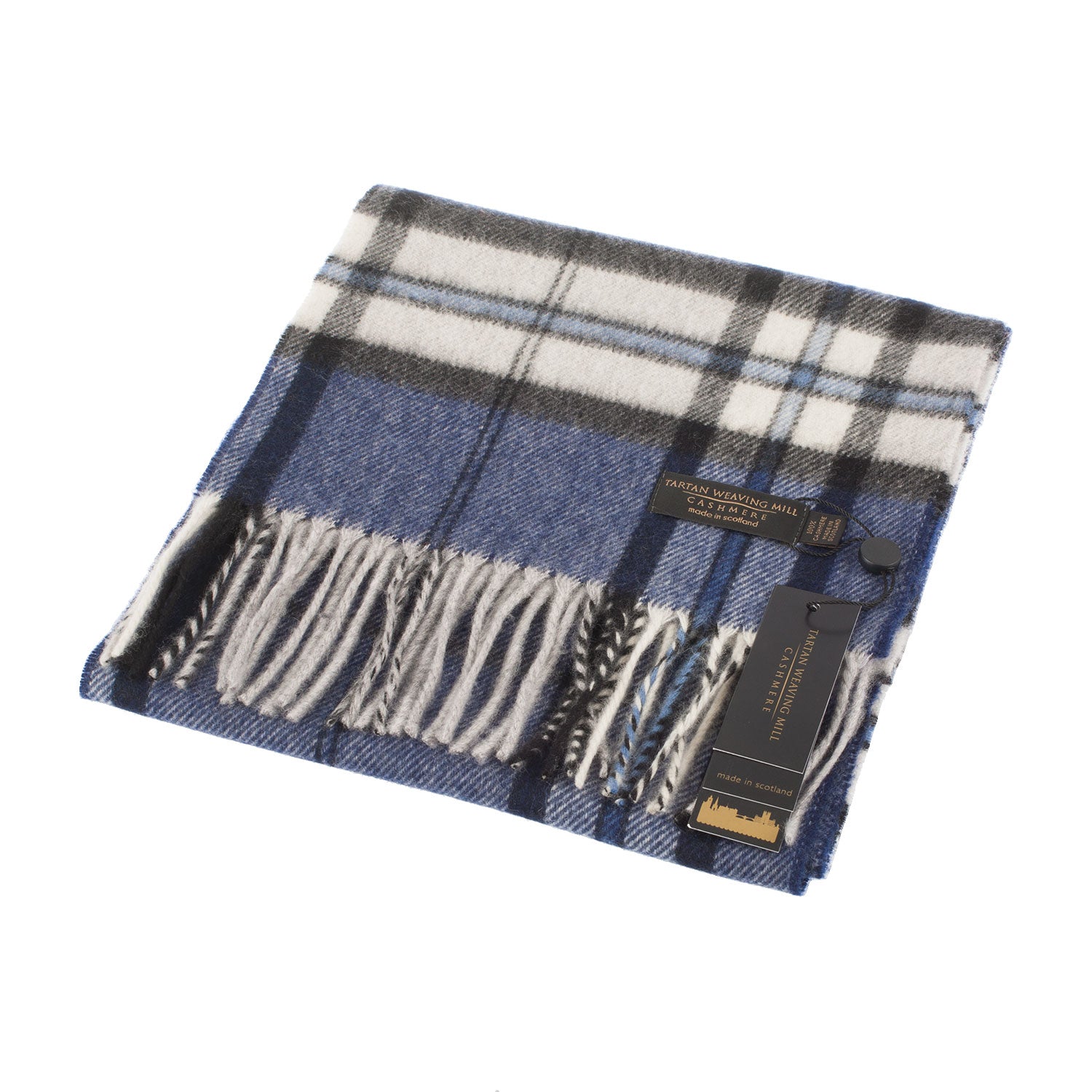 100% Cashmere Scarf Made In Scotland Thomson Navy