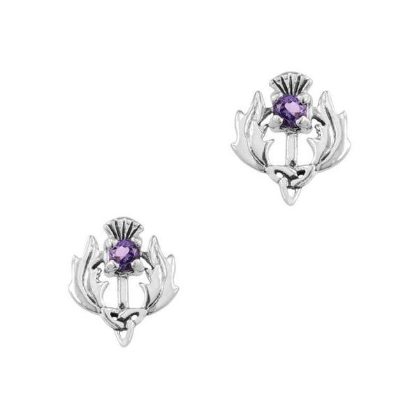 Scottish Thistle Silver Earrings With Am