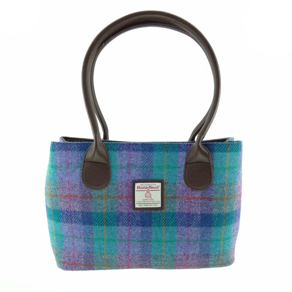 Harris Tweed Cassley Handbag Green & Purple Check
