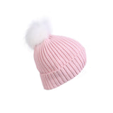 Rib Pom Hat Ft Baby Pink/White