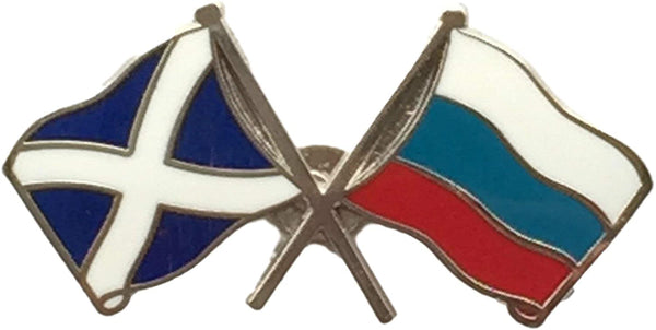 Saltire & Russia Crossed Flags Lapel Pin