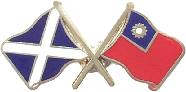 Saltire & Taiwan Crossed Flags Lapel Pin