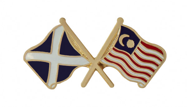 Saltire & Malaysia Crossed Flags Lapel Pin