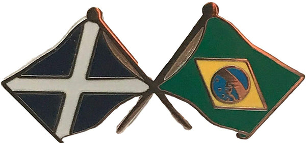 Saltire & Brazil Crossed Flags Lapel Pin