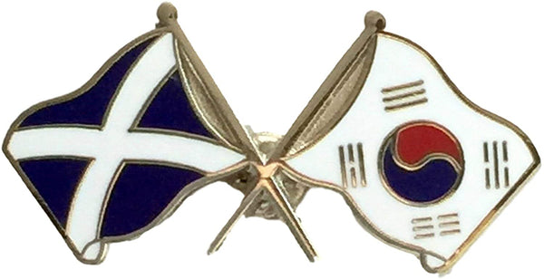 Saltire & South Korea Crossed Flags Lapel Pin
