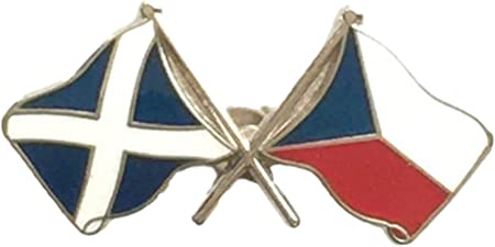 Saltire & Czech Crossed Flags Lapel Pin