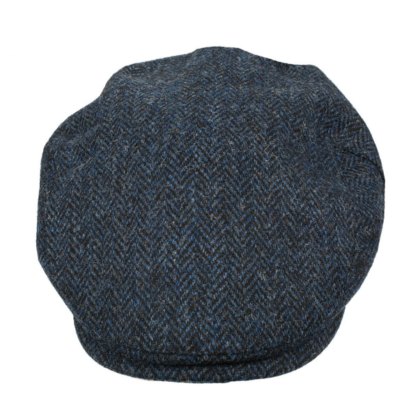 Men's Highland Harris Tweed Flat Cap Black/Blue