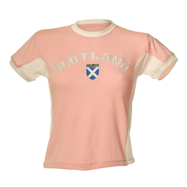 Kids Scotland No 9 T/Shirt Pink With Diamante